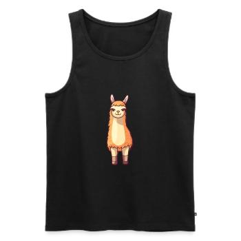 Llama Cute Cartoon Kawaii Watercolor Animal Pet - Men's Premium Organic Tank Top - black - Front - Michal (187cm)