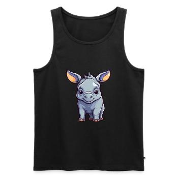 Rhino Cute Cartoon Kawaii Watercolor Animal Pet - Men's Premium Organic Tank Top - black - Front - AI Model Male 178 light (178cm)