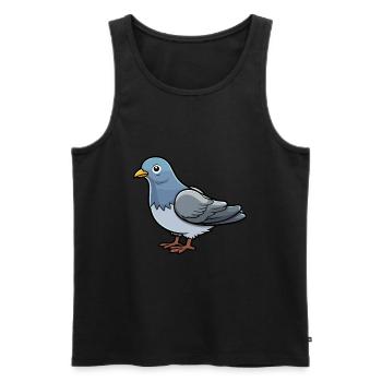Pigeon Mignon Dessin Animé Kawaii Aquarelle Animal De Compagnie - Débardeur bio Premium Homme - noir - Devant - Michal (187cm)