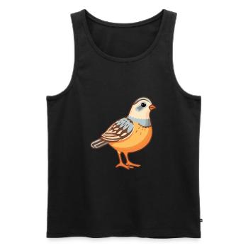 Perdrix mignon dessin animé kawaii aquarelle Animal Pe - Débardeur bio Premium Homme - noir - Devant - Michal (187cm)
