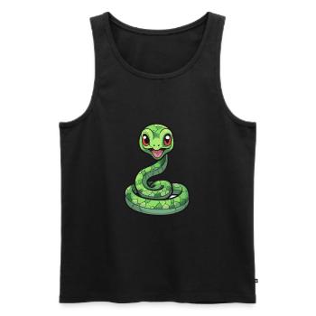 Snake Cute Cartoon Kawaii Watercolor Animal Pet - Men's Premium Organic Tank Top - black - Front - Michal (187cm)