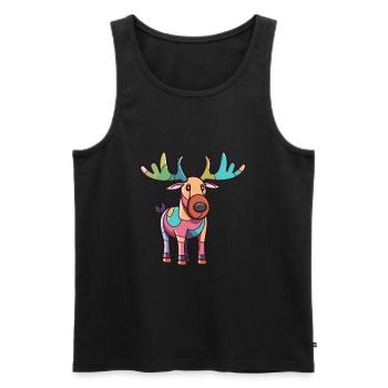 Moose Cute Cartoon Kawaii Watercolor Animal Pet - Men's Premium Organic Tank Top - black - Front - Michal (187cm)