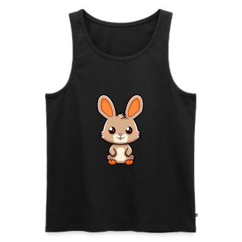 Rabbit Cute Cartoon Kawaii Watercolor Animal Pet - Men's Premium Organic Tank Top - black - Front - Michal (187cm)
