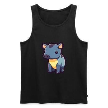 Tapir Cute Cartoon Kawaii Watercolor Animal Pet - Men's Premium Organic Tank Top - black - Front - Michal (187cm)