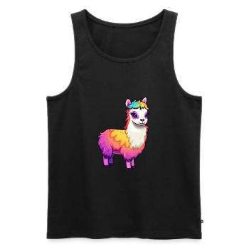 Llama Cute Cartoon Kawaii Watercolor Animal Pet - Men's Premium Organic Tank Top - black - Front - Michal (187cm)