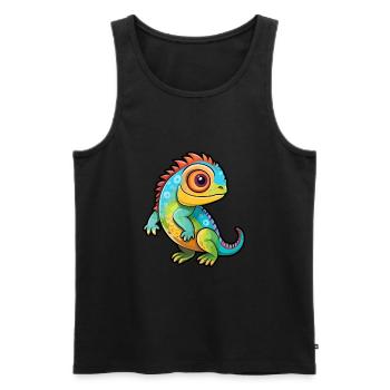 Iguana Cute Cartoon Kawaii Watercolor Animal Pet - Men's Premium Organic Tank Top - black - Front - AI Model Male 178 light (178cm)