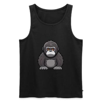 Gorilla Cute Cartoon Kawaii Watercolor Animal Pet - Men's Premium Organic Tank Top - black - Front - AI Model Male 178 light (178cm)