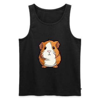 Cochon d’Inde mignon dessin animé kawaii aquarelle Animal P - Débardeur bio Premium Homme - noir - Devant - Michal (187cm)