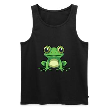 Grenouille Mignon Dessin Animé Kawaii Aquarelle Animal De Compagnie - Débardeur bio Premium Homme - noir - Devant - Michal (187cm)