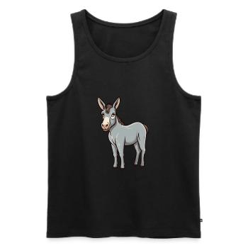 Esel niedliche Karikatur Kawaii Aquarell Tier Haustier - Männer Premium Bio Tank Top - Schwarz - Vorne - Michal (187cm)
