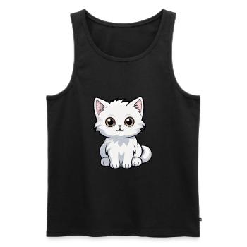 Katze niedliche Karikatur Kawaii Aquarell Tier Haustier - Männer Premium Bio Tank Top - Schwarz - Vorne - Michal (187cm)