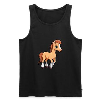 Pferd niedliche Karikatur Kawaii Aquarell Tier Haustier - Männer Premium Bio Tank Top - Schwarz - Vorne - Michal (187cm)
