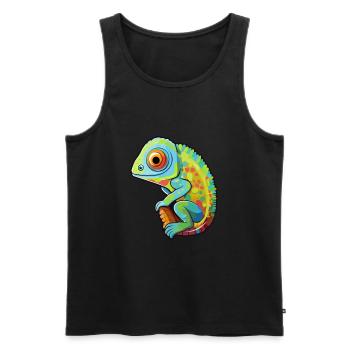 Chameleon Cute Cartoon Kawaii Watercolor Animal Pe - Men's Premium Organic Tank Top - black - Front - AI Model Male 178 light (178cm)