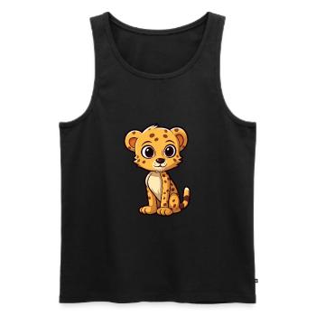 Gepard Niedliche Karikatur Kawaii Aquarell Tier Haustier - Männer Premium Bio Tank Top - Schwarz - Vorne - Michal (187cm)