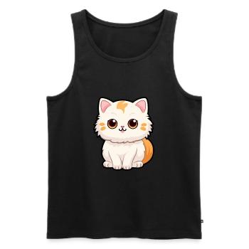 Katze niedliche Karikatur Kawaii Aquarell Tier Haustier - Männer Premium Bio Tank Top - Schwarz - Vorne - Michal (187cm)
