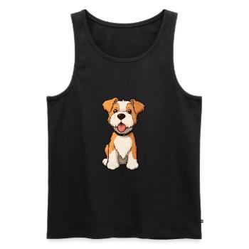 Wire Fox Terrier Dog Cute Cartoon Kawaii Watercolo - Men's Premium Organic Tank Top - black - Front - Michal (187cm)