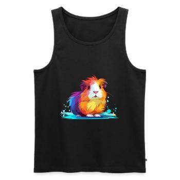 Cochon d’Inde Aquarelle Colorée Dessin Animé Kawaii Anim - Débardeur bio Premium Homme - noir - Devant - AI Model Male 178 light (178cm)