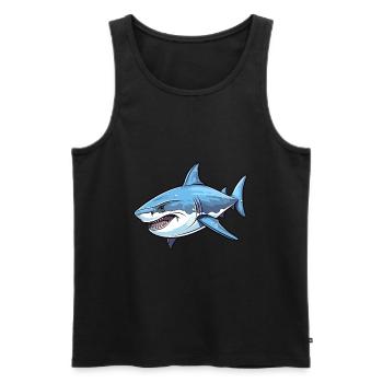 Requin Aquarelle Colorée Dessin Animé Kawaii Animal - Débardeur bio Premium Homme - noir - Devant - Michal (187cm)