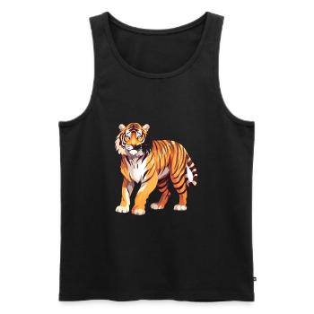 Tigre Aquarelle Colorée Dessin Animé Kawaii Animal - Débardeur bio Premium Homme - noir - Devant - Michal (187cm)