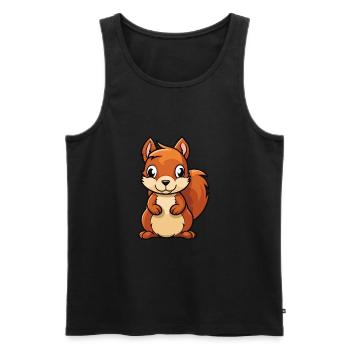 Squirrel Cute Cartoon Kawaii Watercolor Animal Pet - Men's Premium Organic Tank Top - black - Front - Michal (187cm)