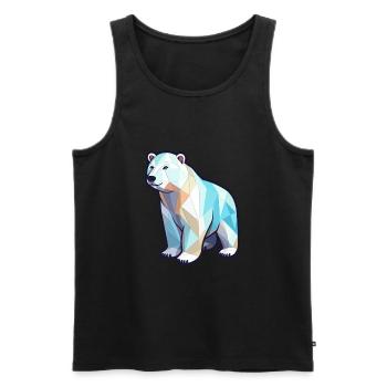 Ours polaire mignon dessin animé kawaii aquarelle Animal P - Débardeur bio Premium Homme - noir - Devant - Michal (187cm)