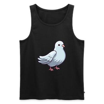 Colombe Mignon Dessin Animé Kawaii Aquarelle Animal Animal De Compagnie - Débardeur bio Premium Homme - noir - Devant - Michal (187cm)