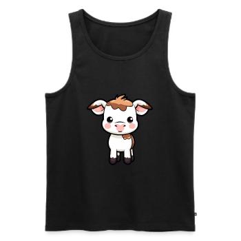 Vache Mignon Dessin Animé Kawaii Aquarelle Animal Animal De Compagnie - Débardeur bio Premium Homme - noir - Devant - Michal (187cm)