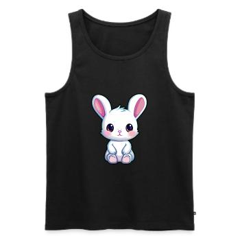 Rabbit Cute Cartoon Kawaii Watercolor Animal Pet - Men's Premium Organic Tank Top - black - Front - Michal (187cm)