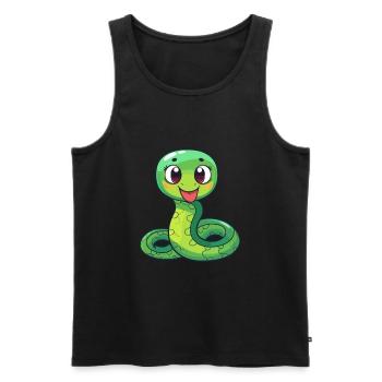 Snake Cute Cartoon Kawaii Watercolor Animal Pet - Men's Premium Organic Tank Top - black - Front - Michal (187cm)