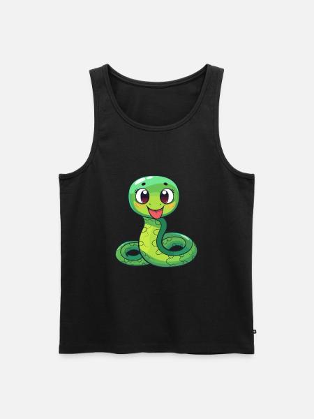 Serpiente Linda Dibujos Animados Kawaii Acuarela Animal Mascota - Camiseta de tirantes ecológica prémium para hombre - negro