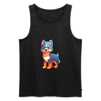Wolf Niedliche Karikatur Kawaii Aquarell Tier Haustier - Männer Premium Bio Tank Top - Schwarz - Vorne - AI Model Male 178 light (178cm)