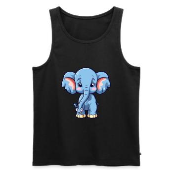 Elefant niedliche Karikatur Kawaii Aquarell Tier Haustier - Männer Premium Bio Tank Top - Schwarz - Vorne - Michal (187cm)