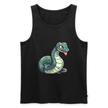 Anaconda Cute Cartoon Kawaii Watercolor Animal Pet - Men's Premium Organic Tank Top - black - Front - AI Model Male 178 light (178cm)