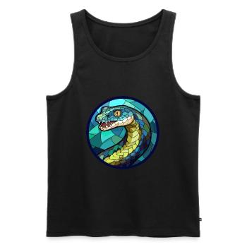 Anaconda Stained Glass Colorful Cartoon Kawaii Ani - Men's Premium Organic Tank Top - black - Front - AI Model Male 178 light (178cm)