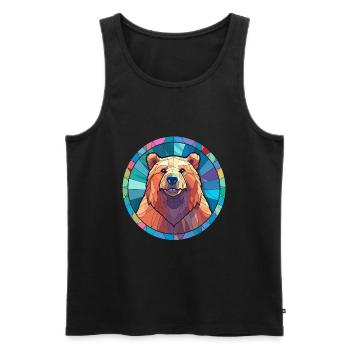 Ours vitrail coloré dessin animé Kawaii Animal - Débardeur bio Premium Homme - noir - Devant - Michal (187cm)