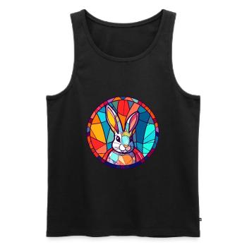Hasen-Buntglas-Bunt-Cartoon-Kawaii-Tier - Männer Premium Bio Tank Top - Schwarz - Vorne - Michal (187cm)