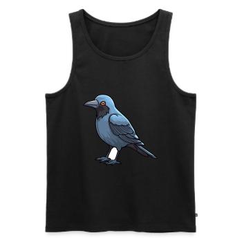 Corbeau mignon dessin animé kawaii aquarelle animal animal de compagnie - Débardeur bio Premium Homme - noir - Devant - Michal (187cm)