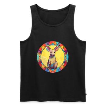 Aardvark Stained Glass Colorful Cartoon Kawaii Ani - Men's Premium Organic Tank Top - black - Front - AI Model Male 178 light (178cm)
