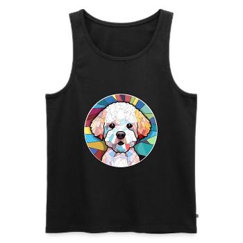 Bichons Frise chien vitrail coloré dessin animé K - Débardeur bio Premium Homme - noir - Devant - Michal (187cm)