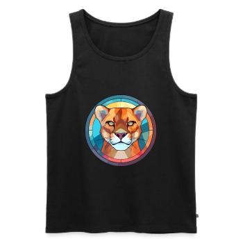 Cougar Buntglas Bunte Karikatur Kawaii Anima - Männer Premium Bio Tank Top - Schwarz - Vorne - AI Model Male 178 light (178cm)