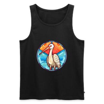 Kranich-Buntglas-Cartoon-Kawaii-Tier - Männer Premium Bio Tank Top - Schwarz - Vorne - Michal (187cm)