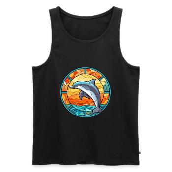 Delfin Buntes Glas Bunte Karikatur Kawaii Anim - Männer Premium Bio Tank Top - Schwarz - Vorne - AI Model Male 178 light (178cm)
