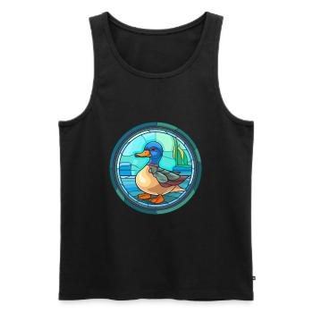 Ente Buntglas Bunte Karikatur Kawaii Tier - Männer Premium Bio Tank Top - Schwarz - Vorne - AI Model Male 178 light (178cm)
