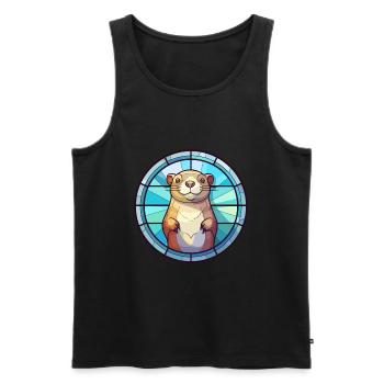 Gopher Stained Glass Colorful Cartoon Kawaii Anima - Men's Premium Organic Tank Top - black - Front - AI Model Male 178 light (178cm)