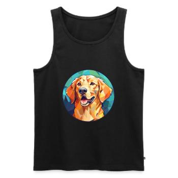 Golden Retriever Hund Buntes Glas Buntes Cartoo - Männer Premium Bio Tank Top - Schwarz - Vorne - Michal (187cm)