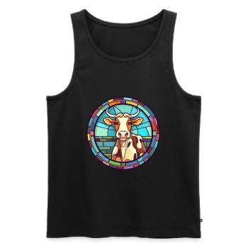 Kuh Buntes Glas Bunte Karikatur Kawaii Tier - Männer Premium Bio Tank Top - Schwarz - Vorne - AI Model Male 178 light (178cm)