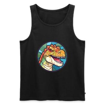 Dinosaur Stained Glass Colorful Cartoon Kawaii Ani - Men's Premium Organic Tank Top - black - Front - AI Model Male 178 light (178cm)