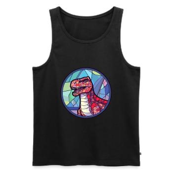 Dinosaur Stained Glass Colorful Cartoon Kawaii Ani - Men's Premium Organic Tank Top - black - Front - AI Model Male 178 light (178cm)