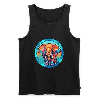 Éléphant vitrail coloré dessin animé Kawaii Ani - Débardeur bio Premium Homme - noir - Devant - Michal (187cm)