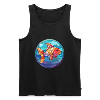 Poisson vitrail coloré dessin animé kawaii animal - Débardeur bio Premium Homme - noir - Devant - AI Model Male 178 light (178cm)